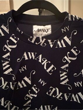Awake Navy Sweatshirt with White All-Over Logo